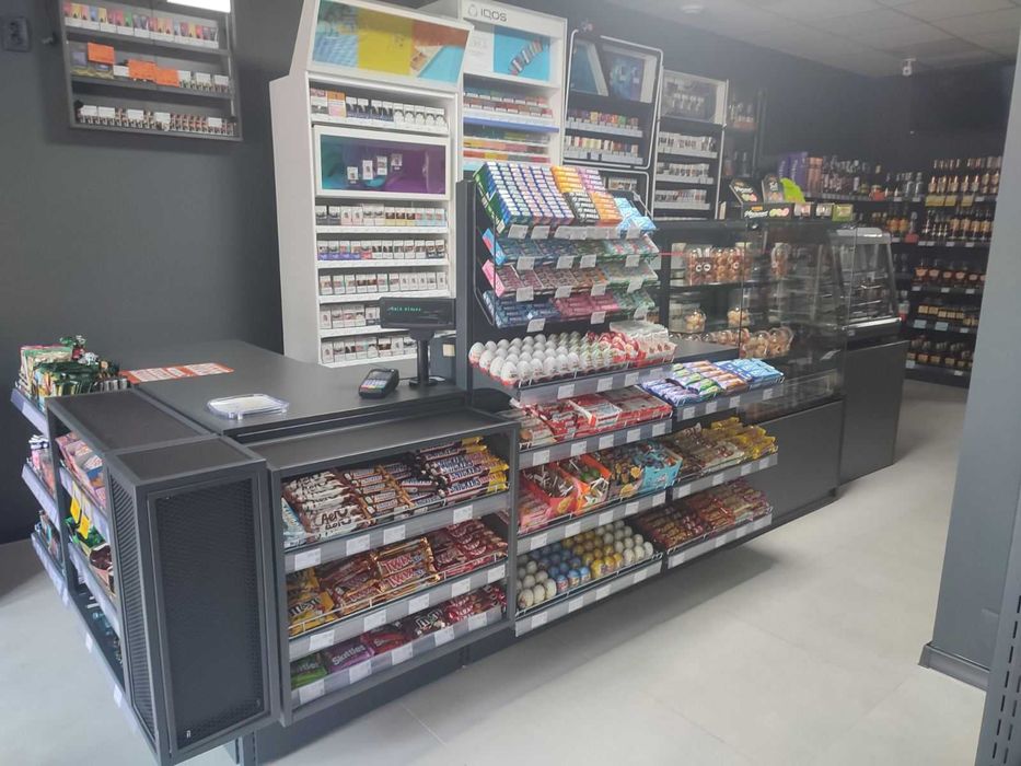 Холодильні регали/вітрини/торгові стелажі/магазин під ключ. Каса