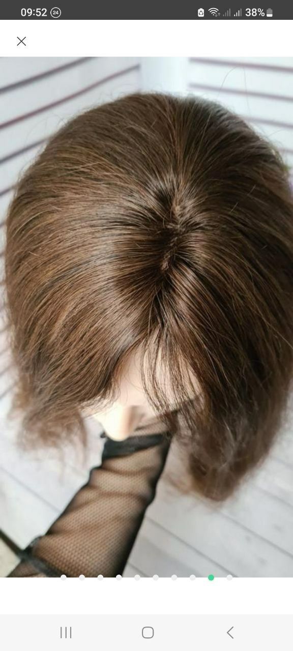 Накладка полупарик топпер с имитацией кожи натуральный волос