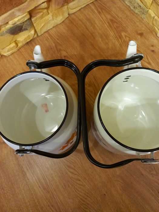 Чайник емальований новий СССР СРСР квіти листя білий емаль