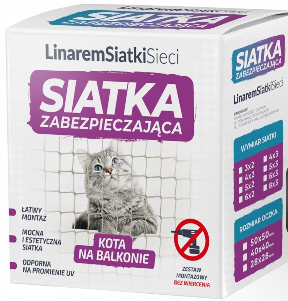 Siatka ochronna dla kota na balkon 6x3