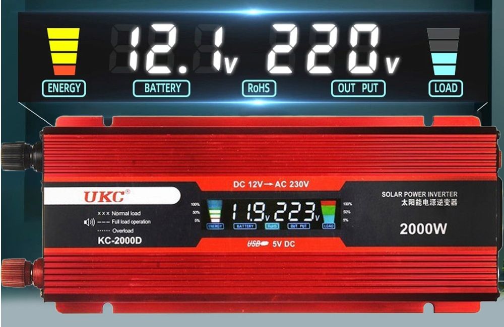 Перетворювач напруги інвертор UKC з 12V на 220V, 2000W