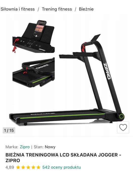 Bieznia treningowa LCD skladana jogger -zipro