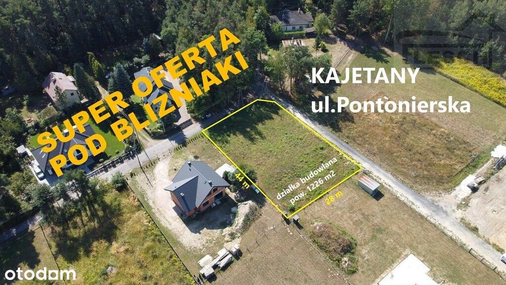 Pięknie położona działka w Kajetanach pod bliźniak