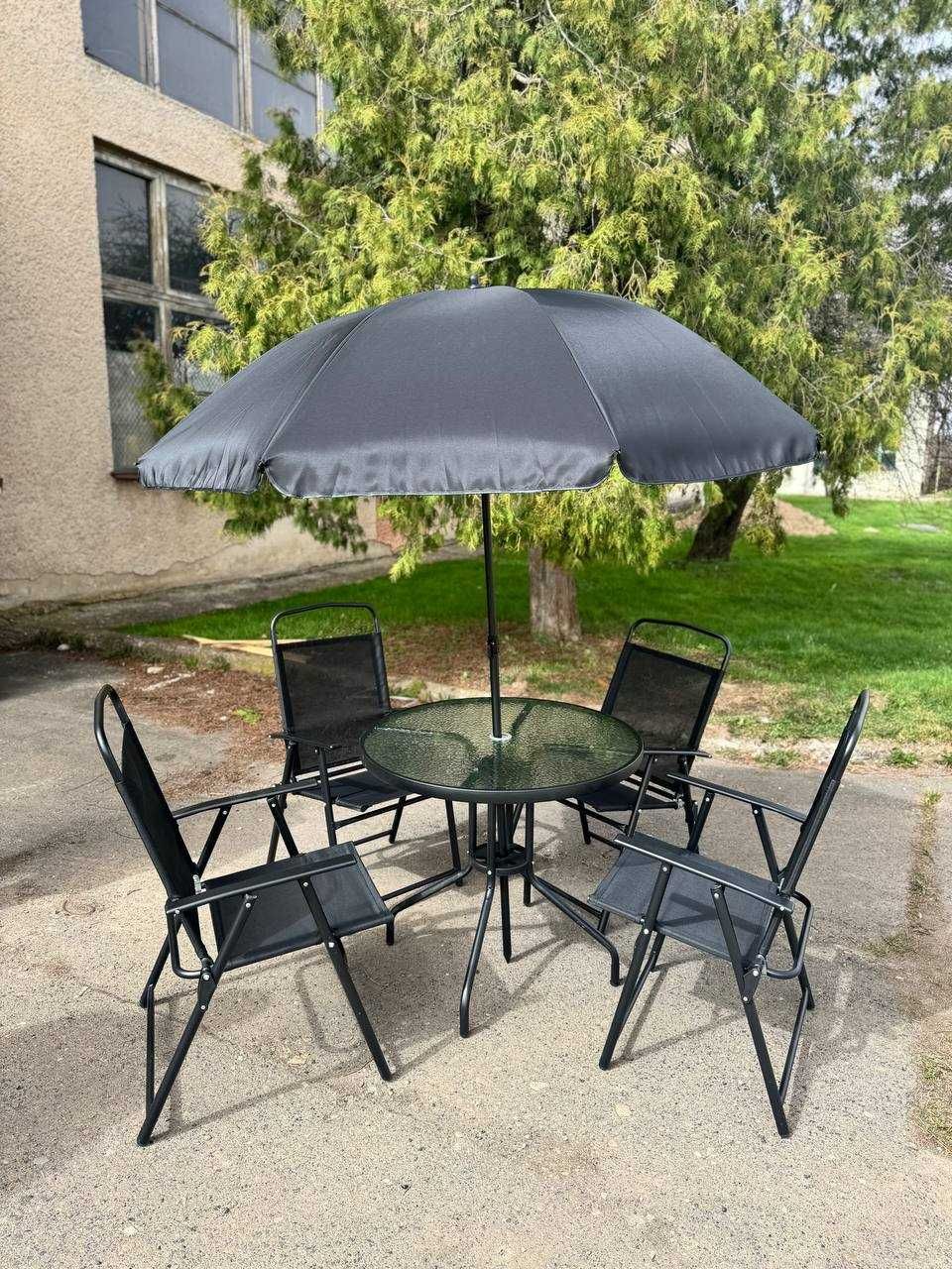 Садові меблі 6в1 зі столиком та парасолькою