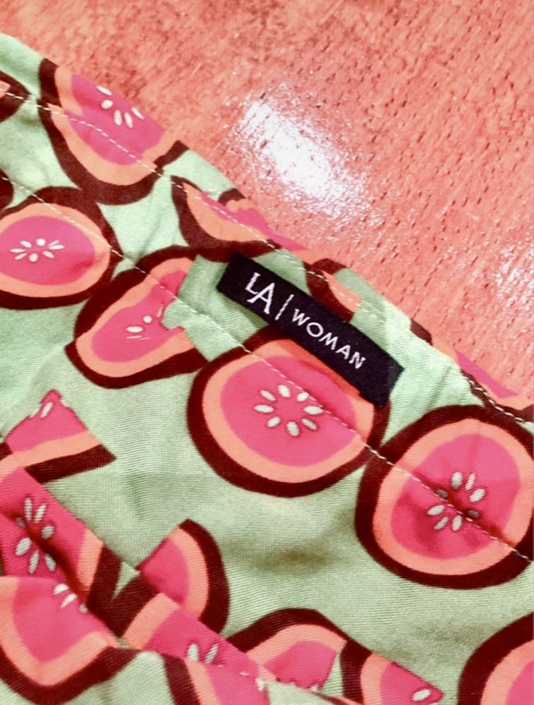 Vestido verde maxi e laranja Lanidor