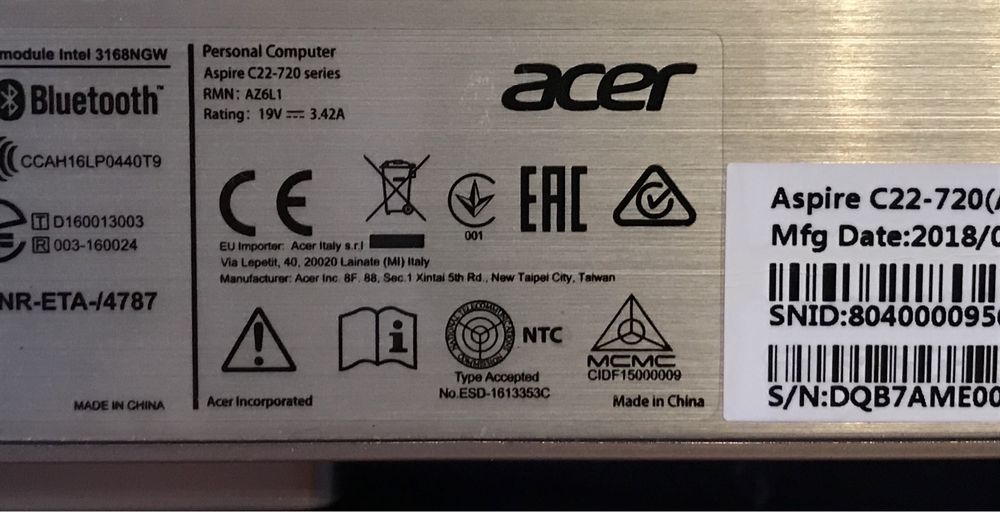 Acer aspire c22-720 lusJ360