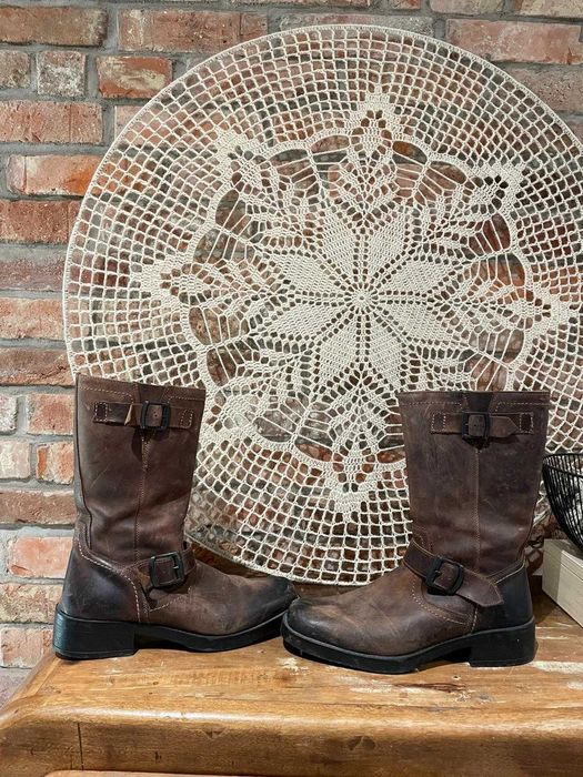 Męskie buty motocyklowe kowbojki skóra naturalna vintage rozmiar 43