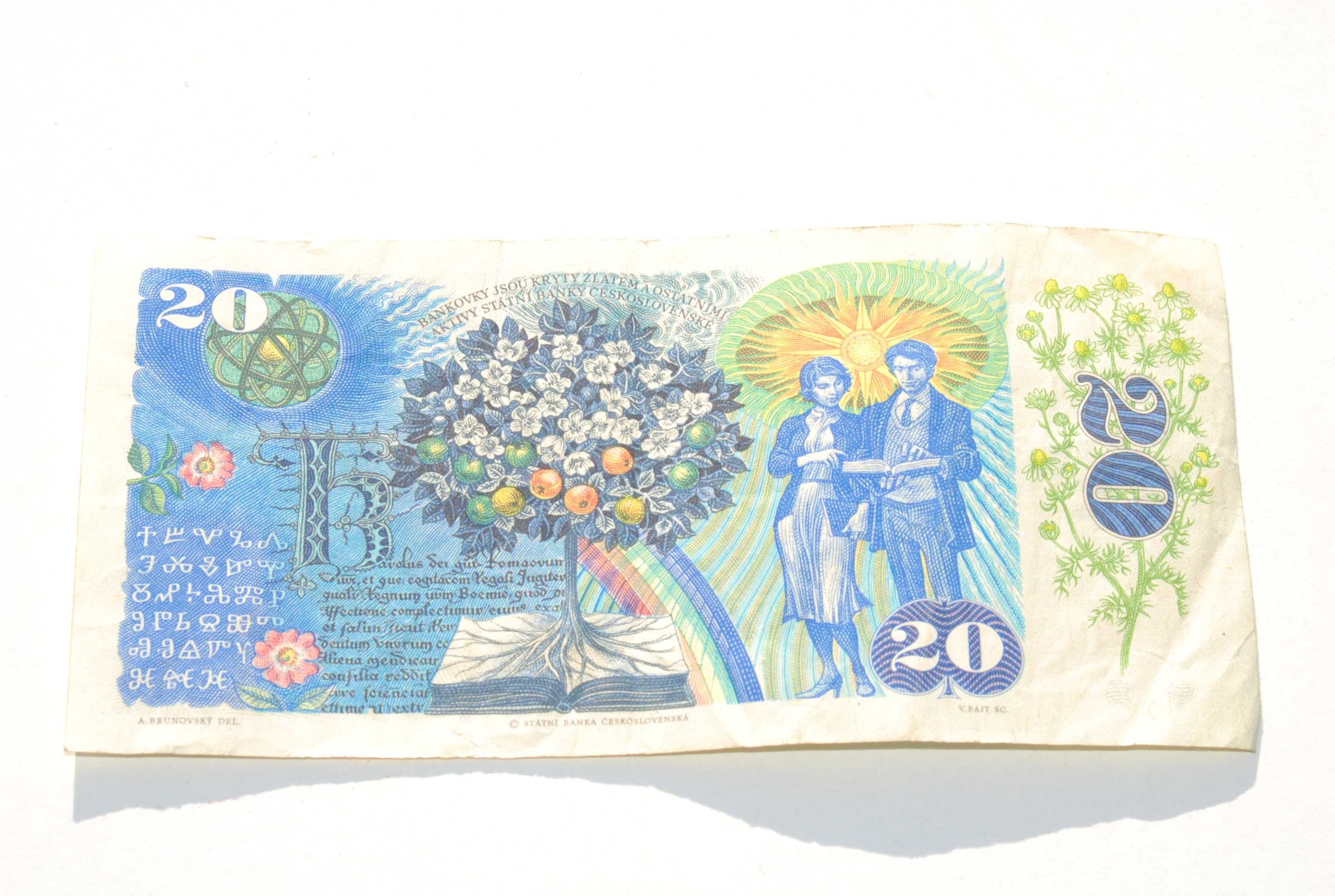 Stary banknot 20 koron Czechosłowacja 1988 antyk