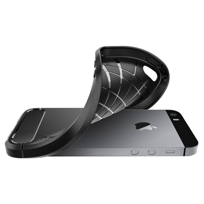 Etui ochronne na iPhone 5S/SE: Spigen Rugged Armor, Czarne