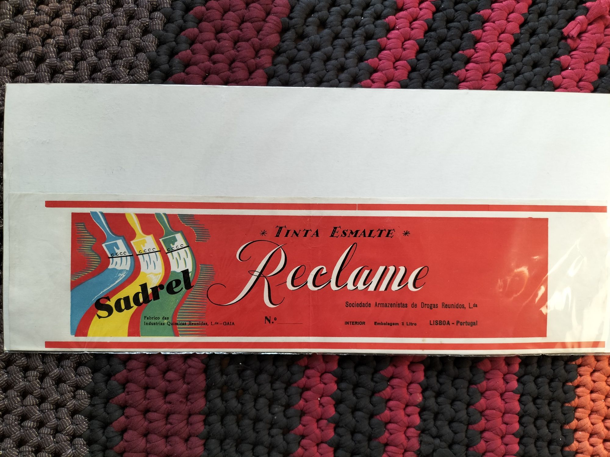 Vintage - Rótulo de tinta esmalte "Reclame" da sadrel