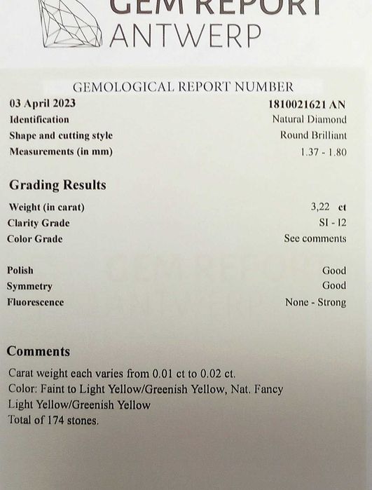 174 pcs Diamantes - 3.22 ct - Brilhante