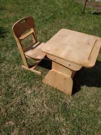 Стіл з стільцем дерев'яні регульовані