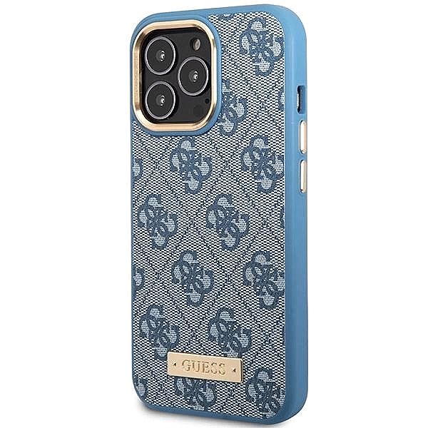 Etui Guess 4G Logo Plate MagSafe na iPhone 14 Pro Max - niebieskie