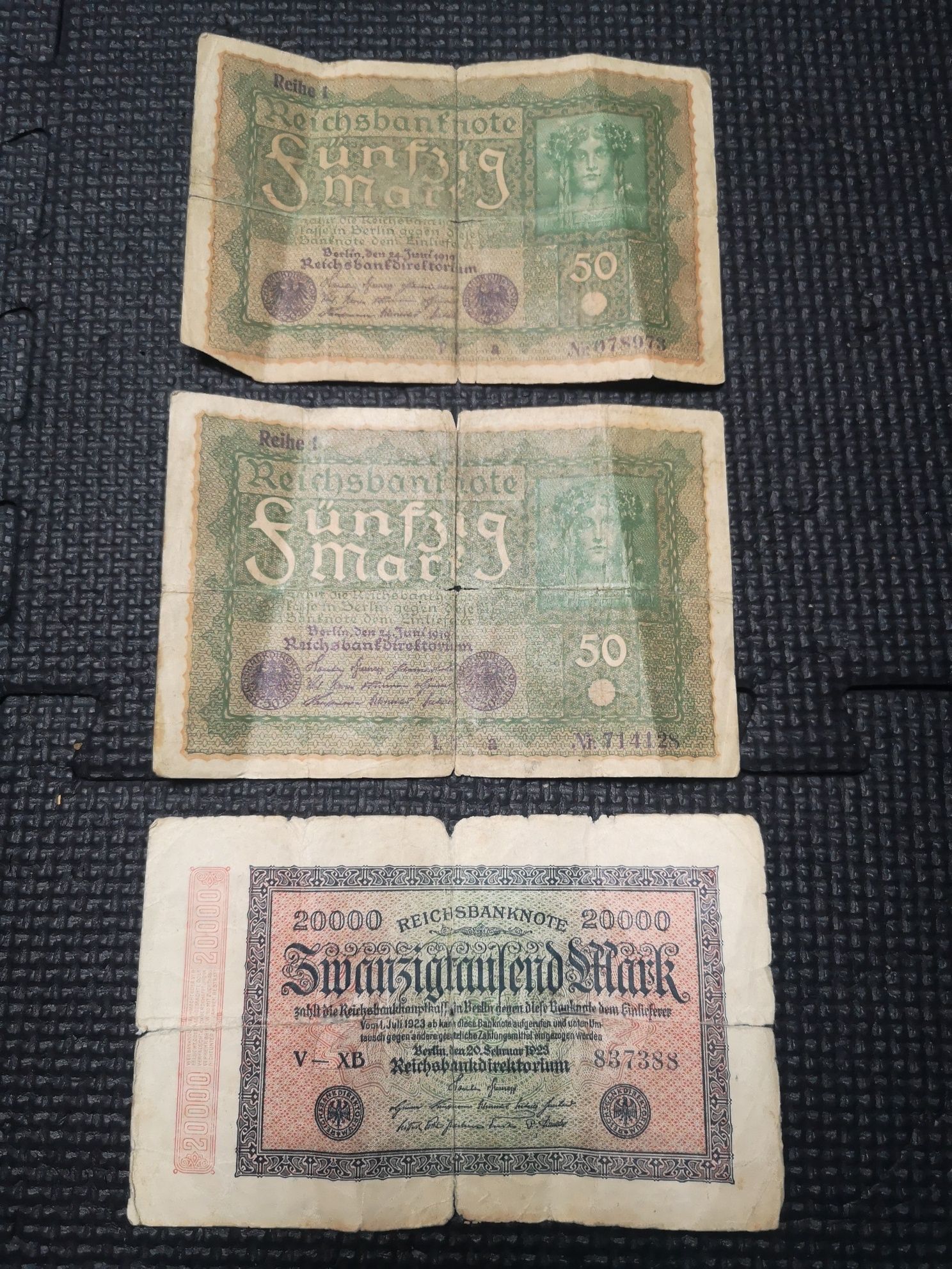 Zestaw banknotów Marek Niemieckich 1919
