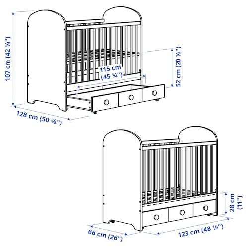 Łóżeczko dla dziecka, niemowlaka, noworodka, z szufladami Ikea Gonatt