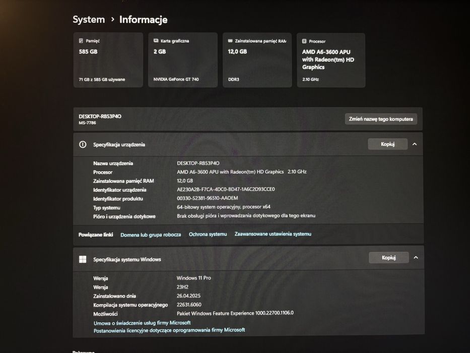 Komputer do gier 12gb RAM SSD + Monitor DELL