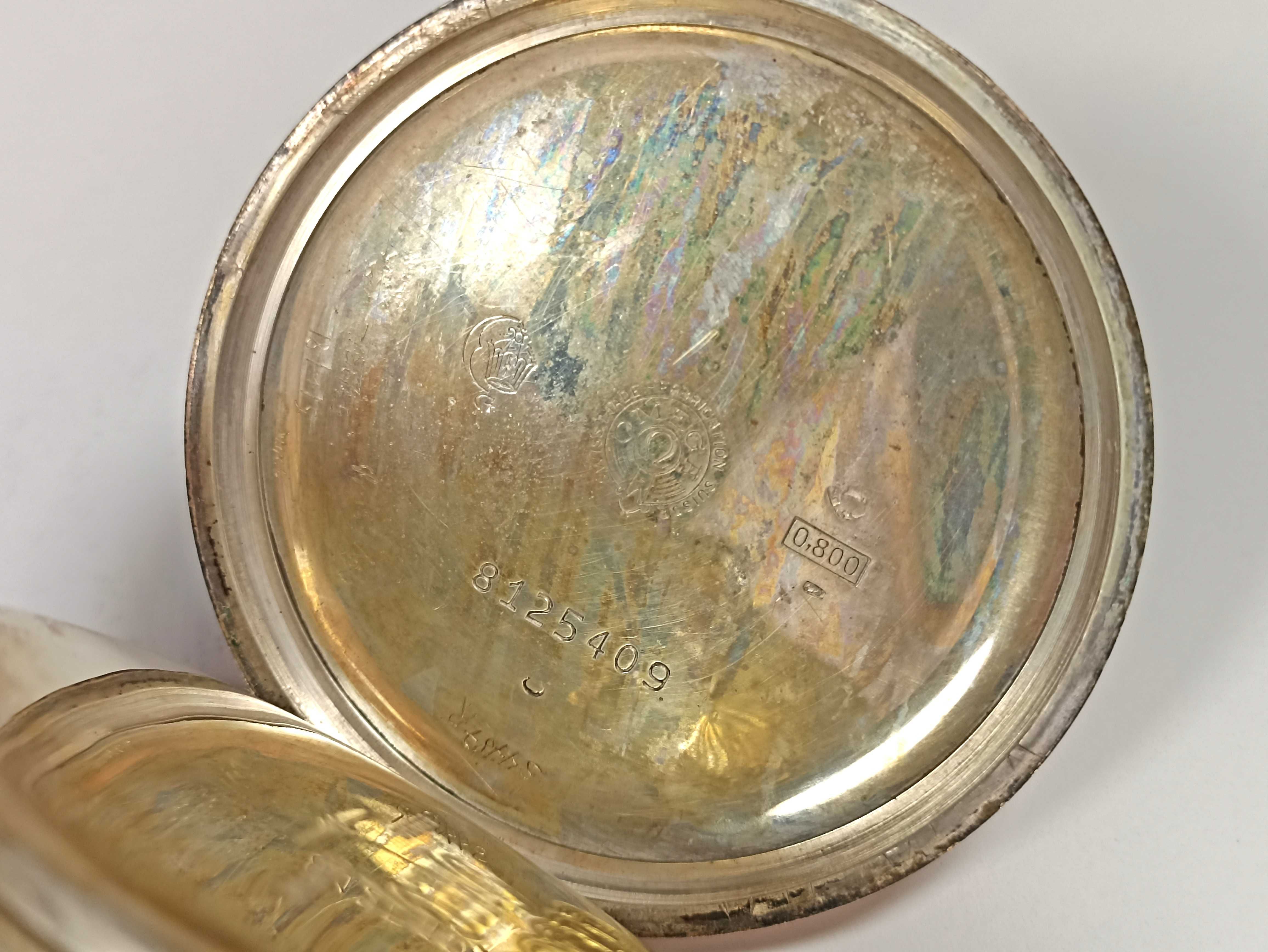 SREBRNY ZEGAREK OMEGA kieszonkowy vintage pr.800