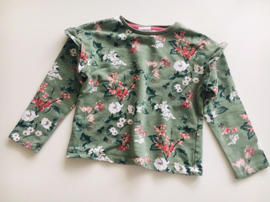 bluza kwiaty flower falbanki zielona łąka kwiatowa floral