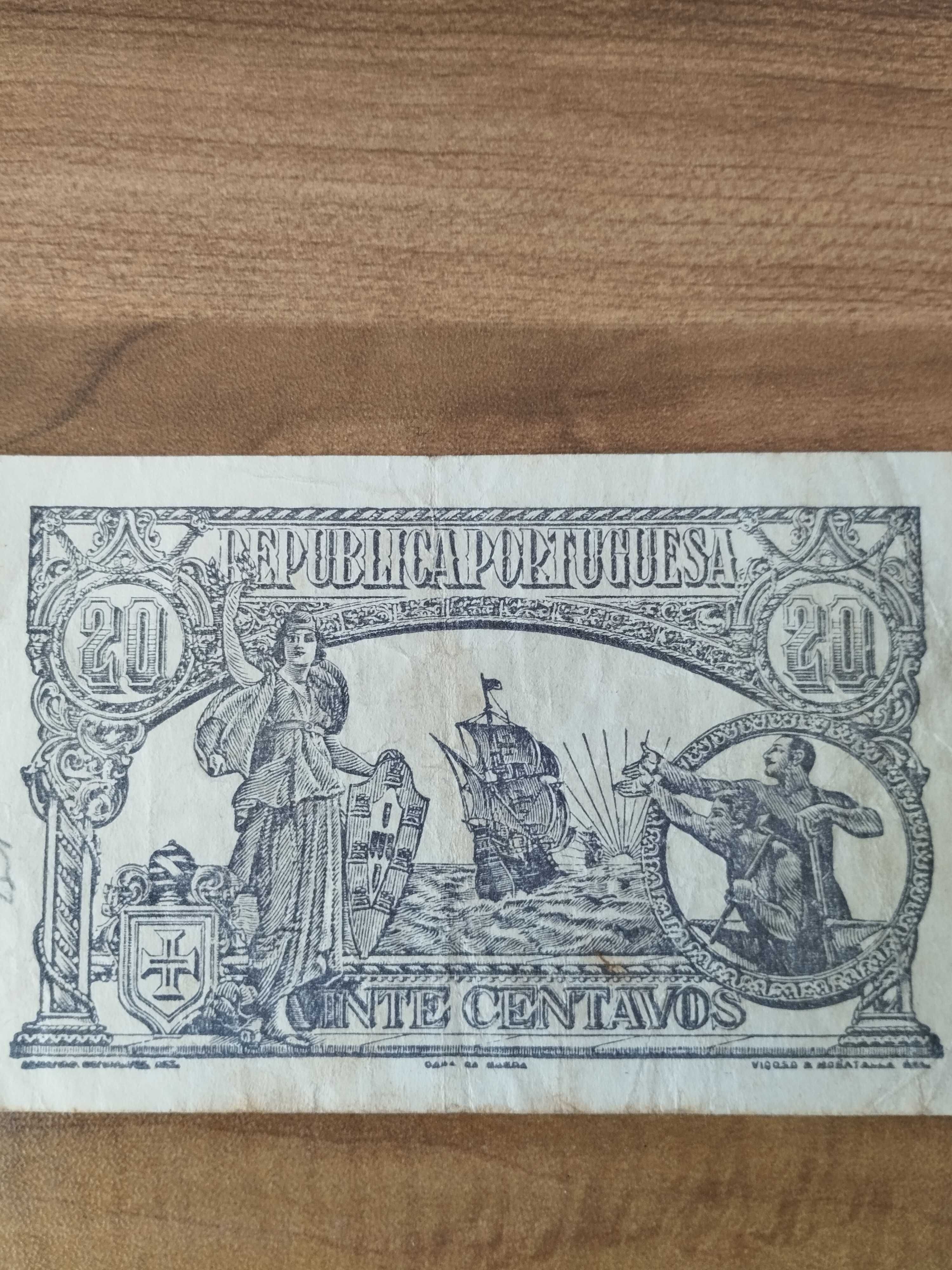 Cédula Oficial Casa da Moeda 20 centavos 1922