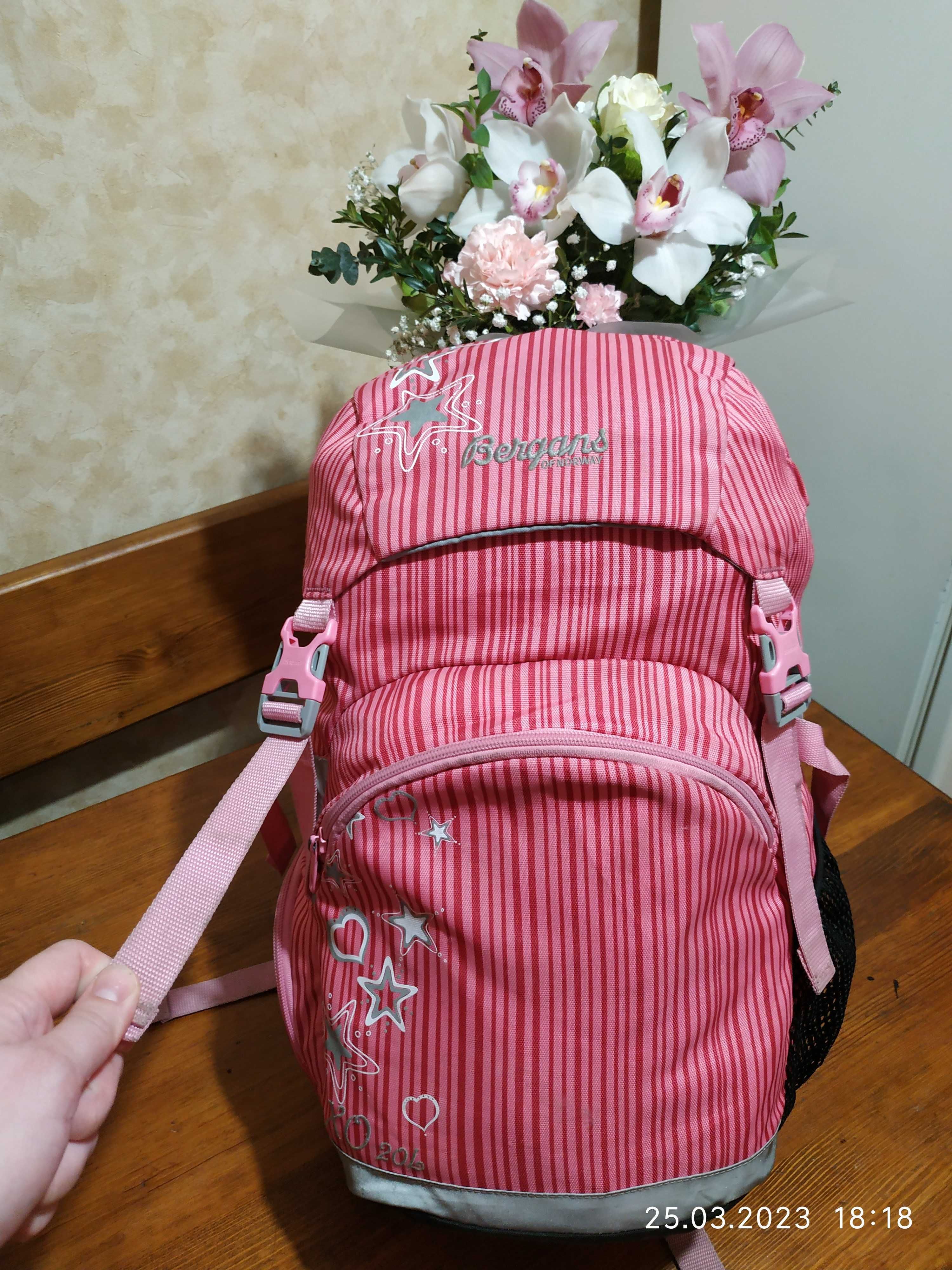 Детский подростковый розовый рюкзак Bergans XO 20L StarsHearts Magentа