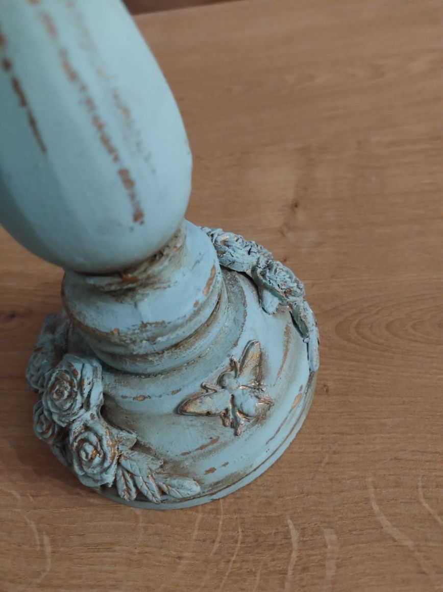 Świecznik hand made ręcznie wykonany pięknie zdobiony złocony cudo