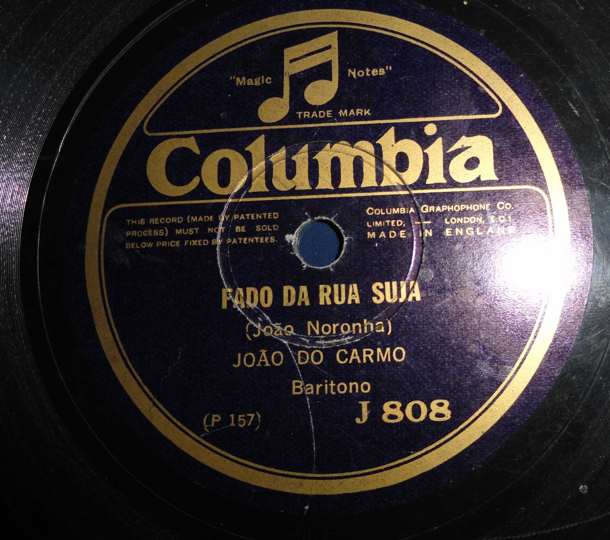 Disco de fado 78 RPM de João do Carmo, muito antigo