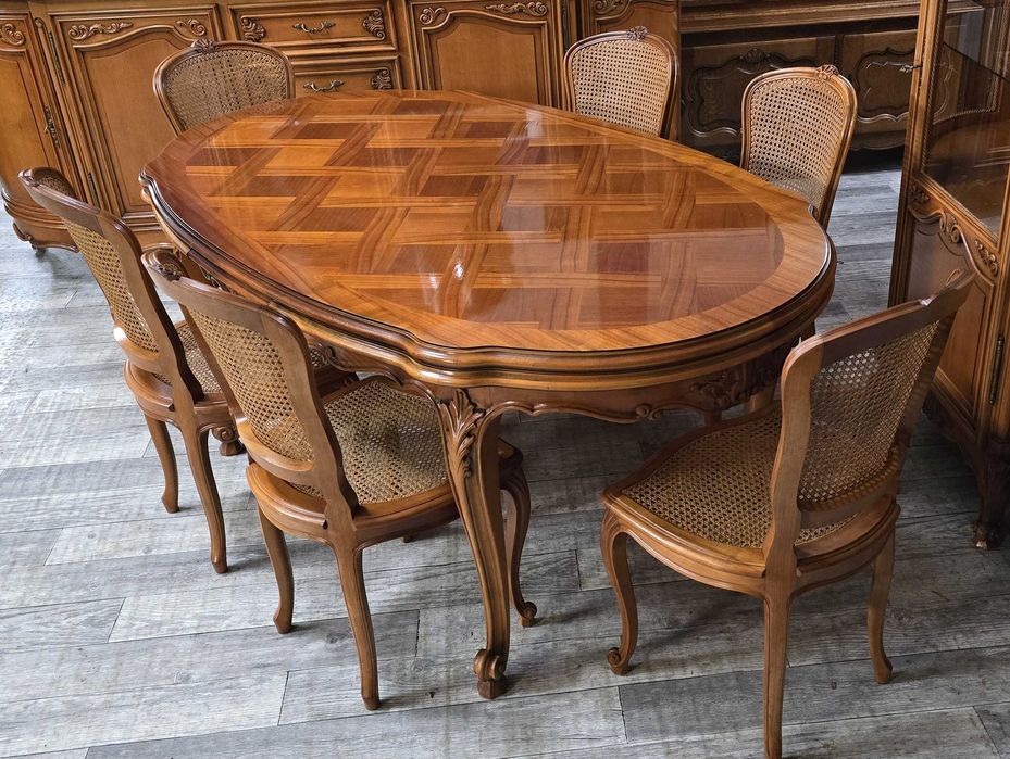 Ładny / Francuski Rozkładany Stół + 6 Krzeseł / Ludwikowski / Ludwik /