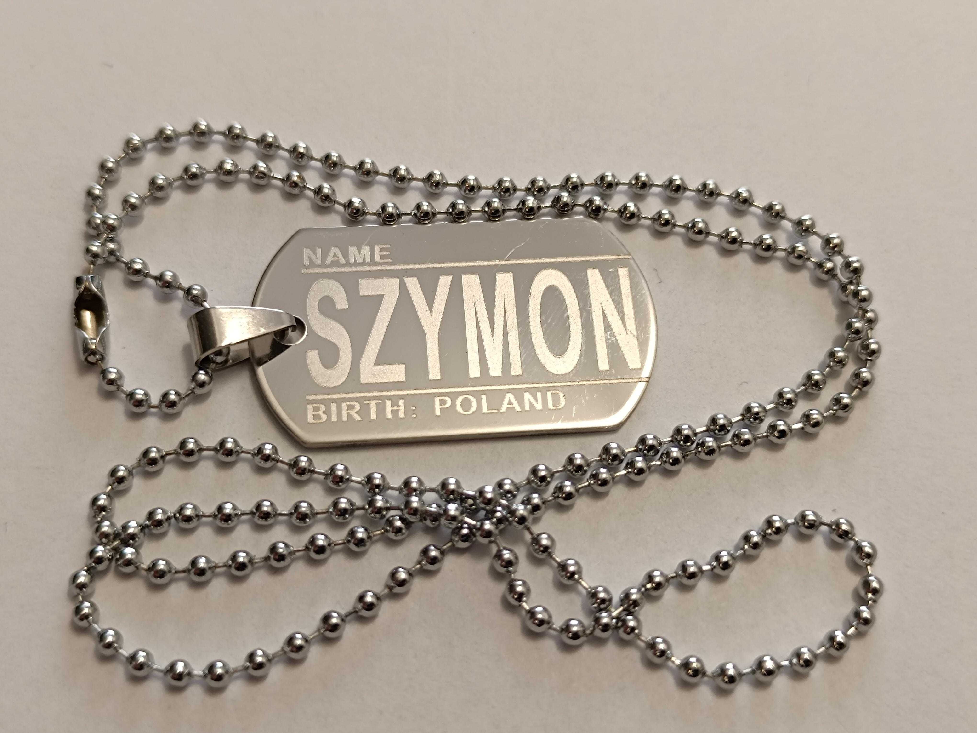 Naszyjnik nieśmiertelnik DOG-TAG - stal nierdzewna 316L - SZYMON