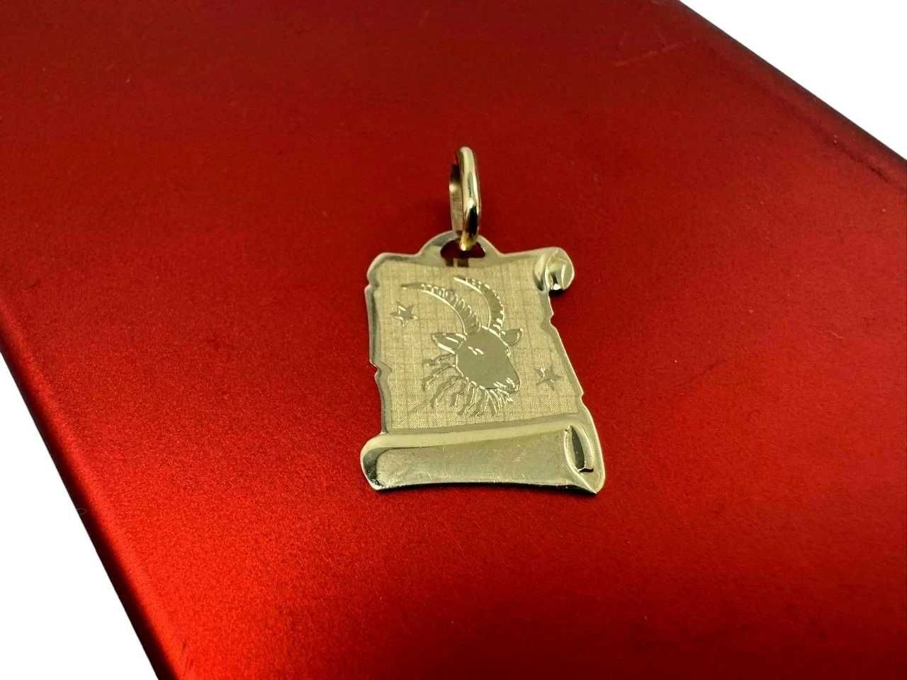 złota zawieszka papirus koziorożec zodiak pr: 585 w: 0,42g 17 x 11 mm