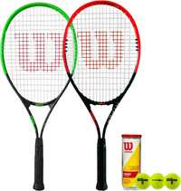 Wilson Hyper Twin Set Rakiety Tenisowe z Technologią V-Matrix 3 Piłki