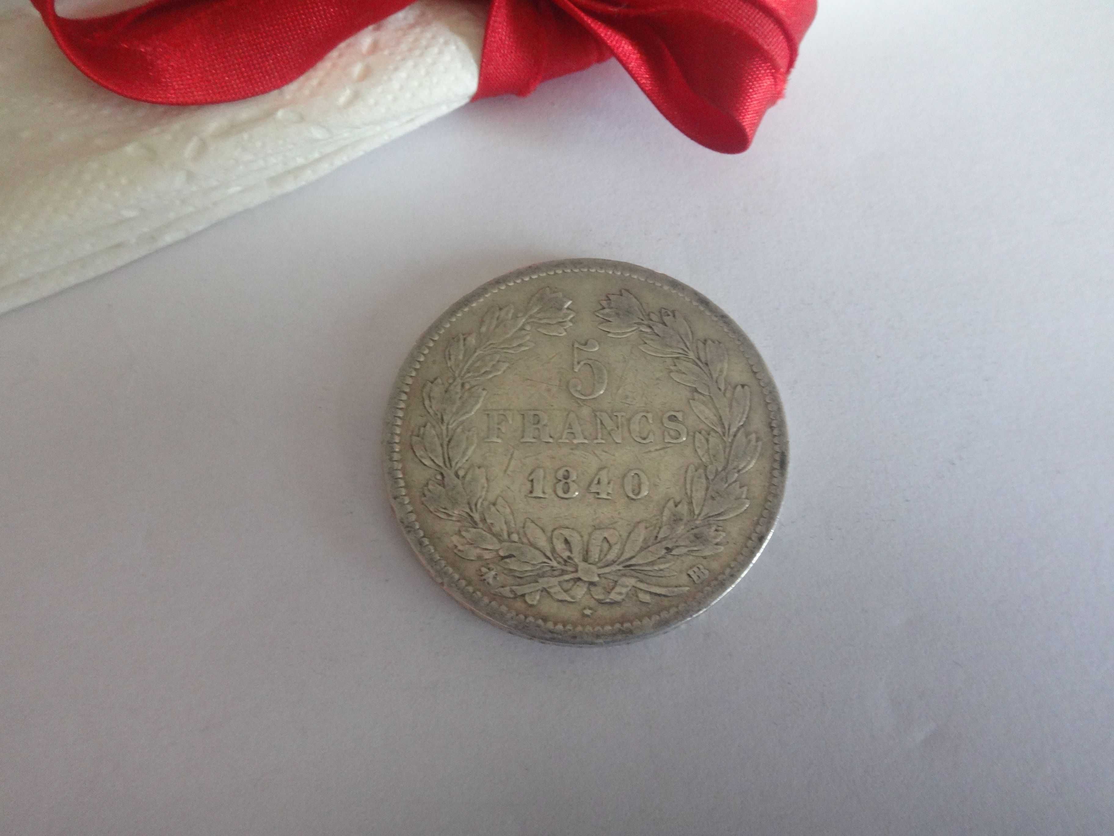 Srebrna moneta 5 franków
Louis Philippe I
1840