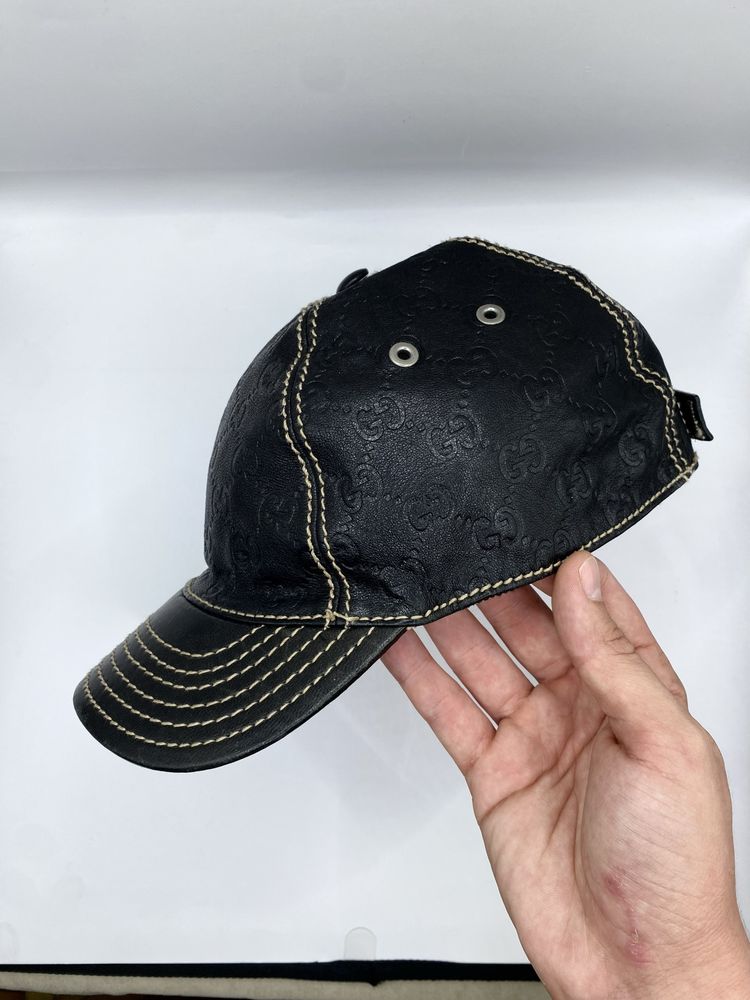 Gucci vintage чоловіча шкіряна кепка монограм