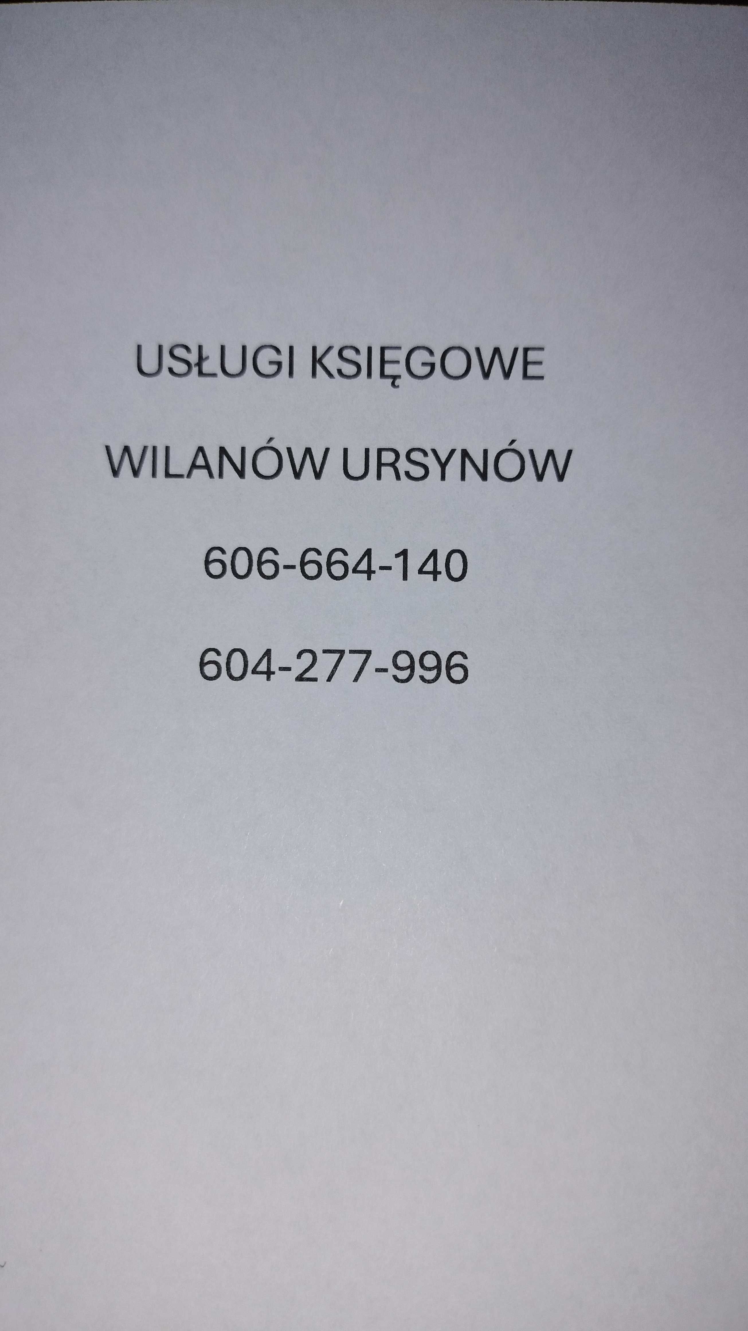 Usługi księgowe Wilanów , Ursynów . Działamy od 30 lat