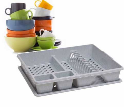 Suszarka do Naczyń Plastikowa Szara Ociekacz na Sztućce