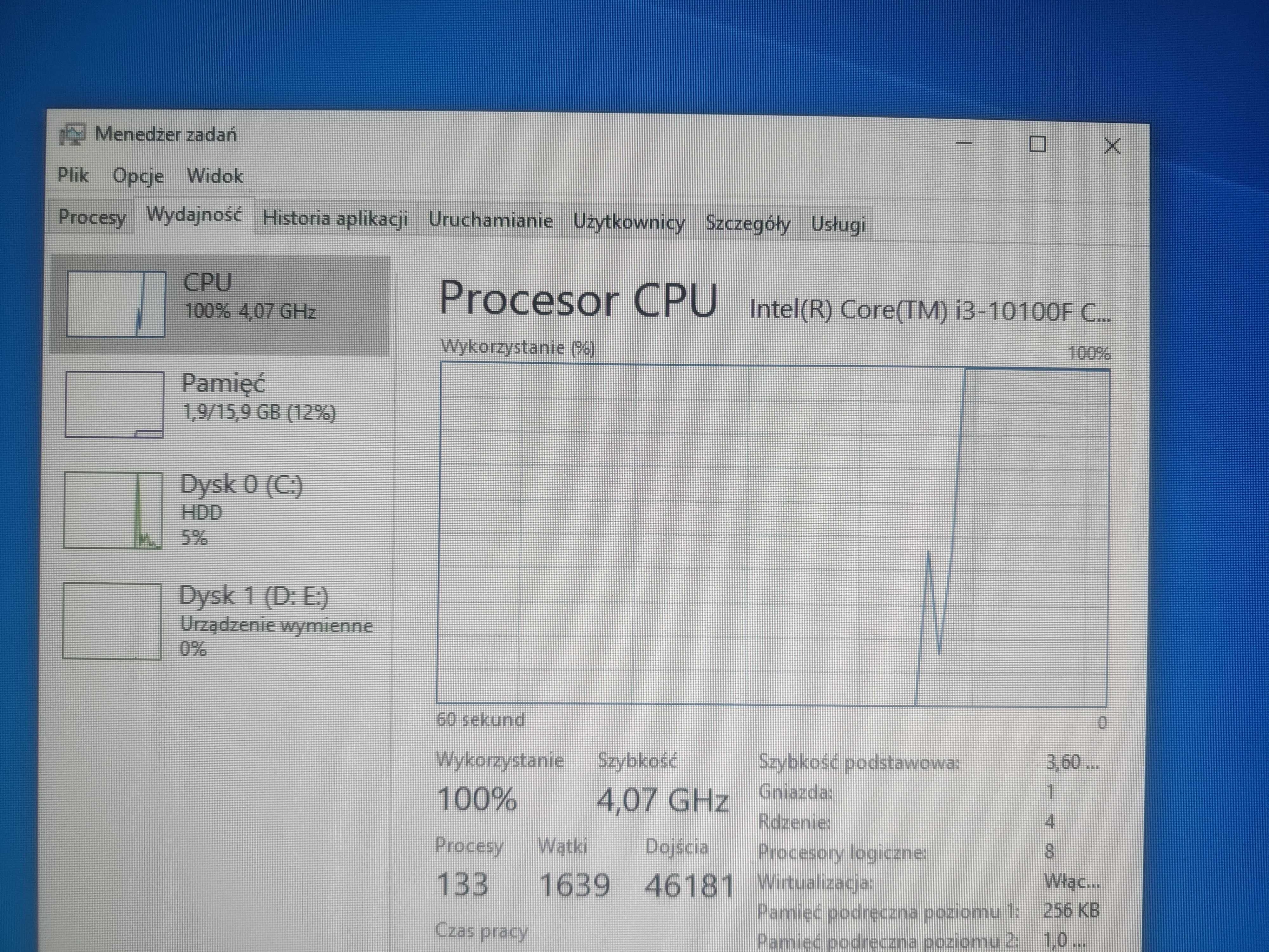 Komputer PC i3 10100F, GTX 1060, 16GB RAM, 1TB HDD