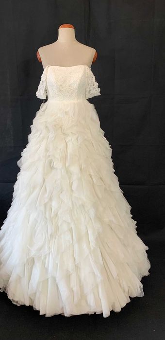 Nowa Suknia ślubna 36 S ivory falbany styl hiszpański księżniczka tiul