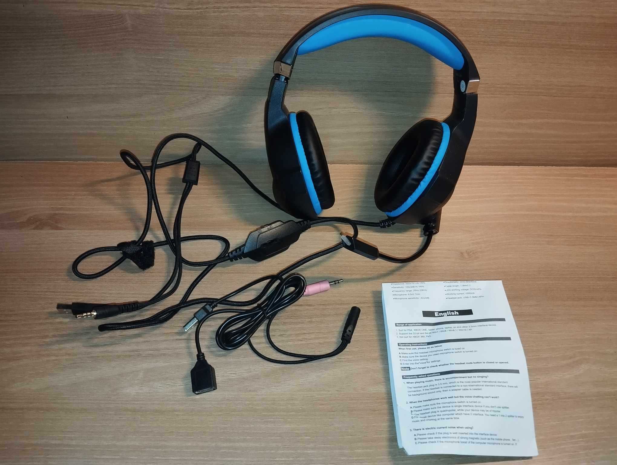 Słuchawki z Mikrofonem OZEINO GM-6 Czarno-Niebieskie