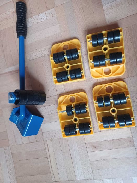 Zestaw do przenoszenia transportu mebli POWERFIX 150 kg dźwignia kółka