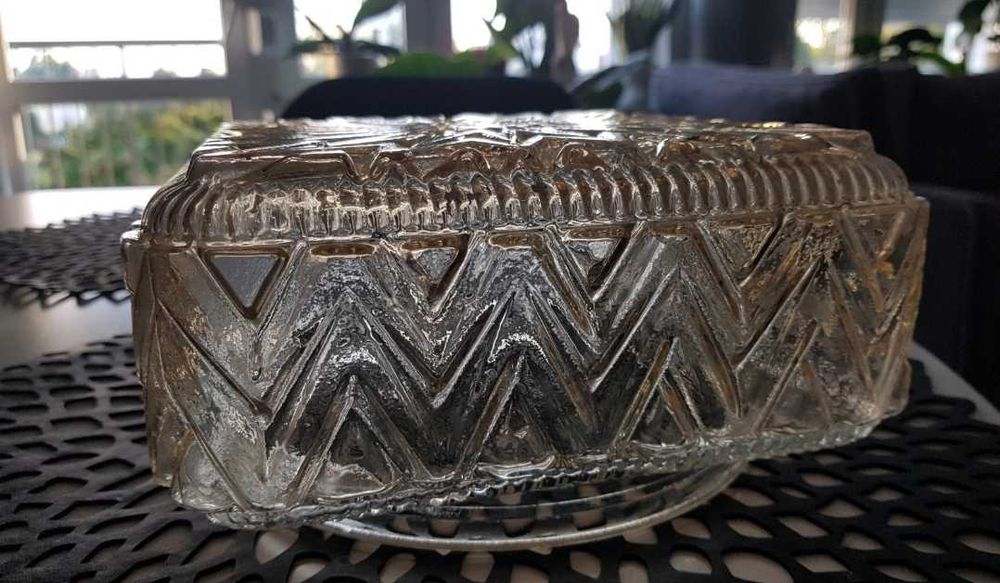 Kryształowy plafon, oprawa na lampę PRL, klosz szklany retro