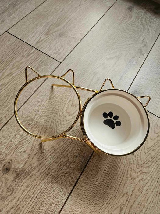 Miski miska dla psa na karmę i wodę dla kota złote  glamour eleganckie