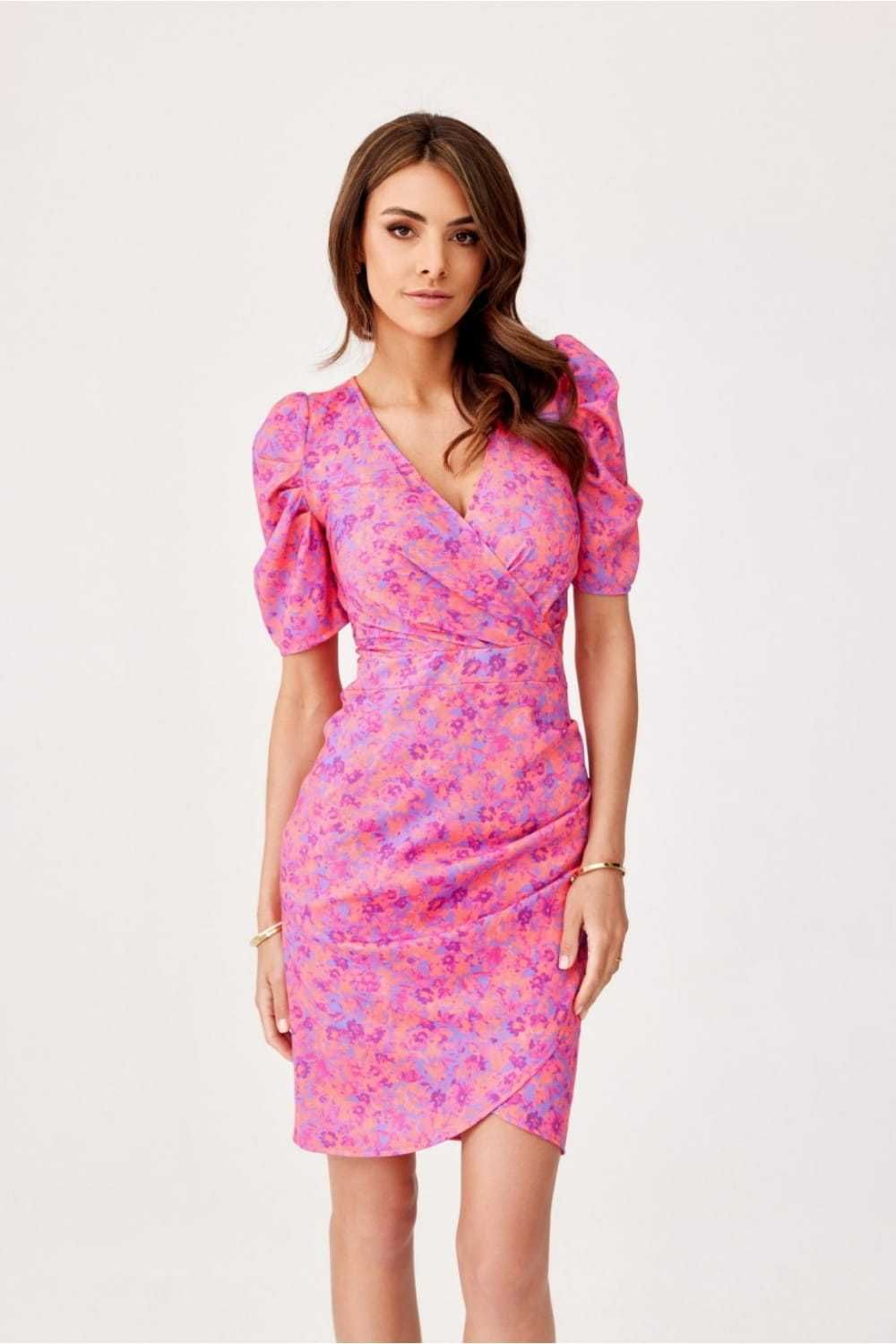 Sukienka SUK0367 E14 PINK - ROCO FASHION rozm 44