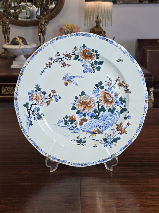 Faiança Francesa Gien Galos e Peónias terrina e prato