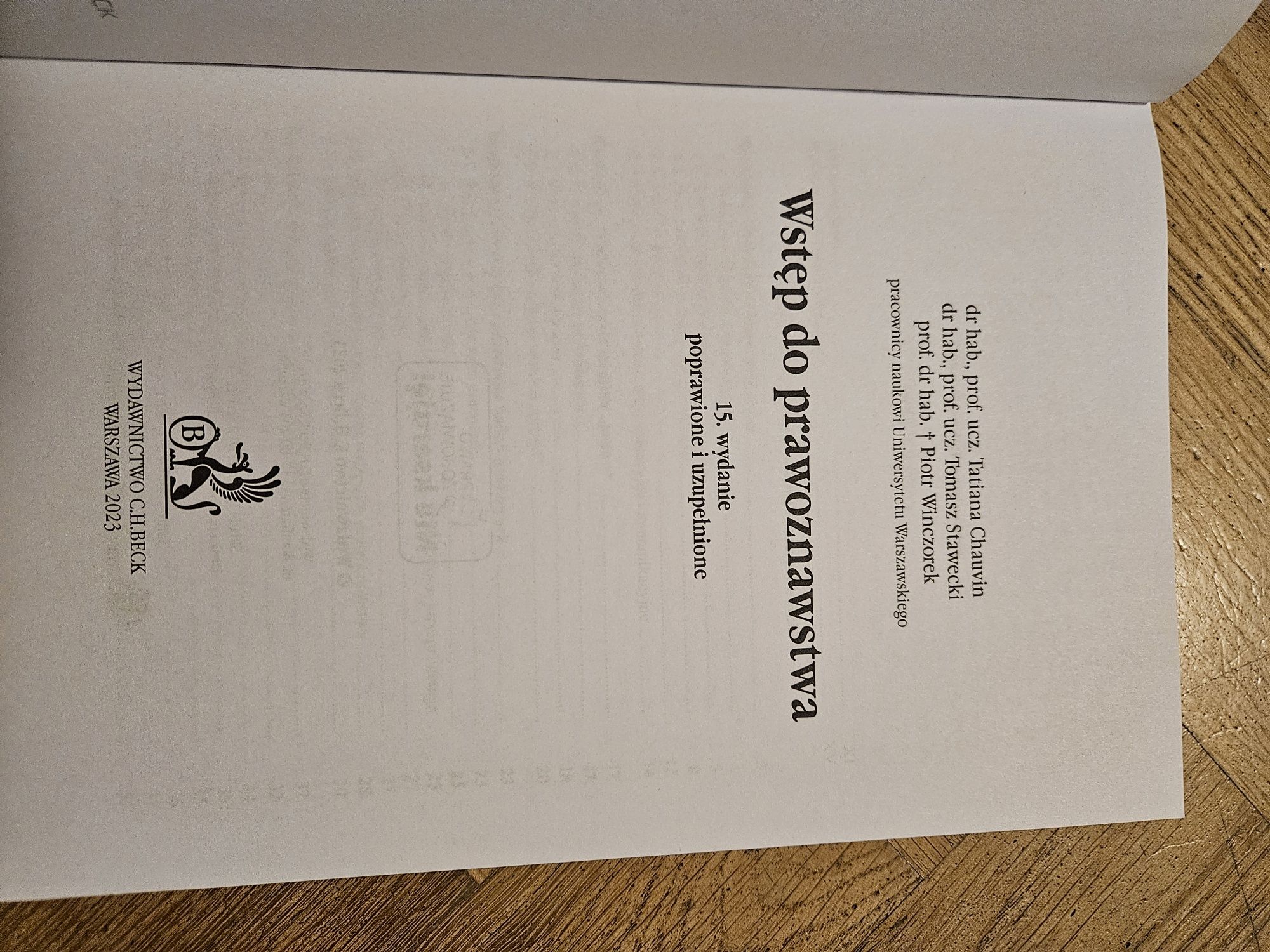 Wstęp do prawoznawstwa, wydanie 15; Chauvin, Stawecki, Wieczorek, 2023
