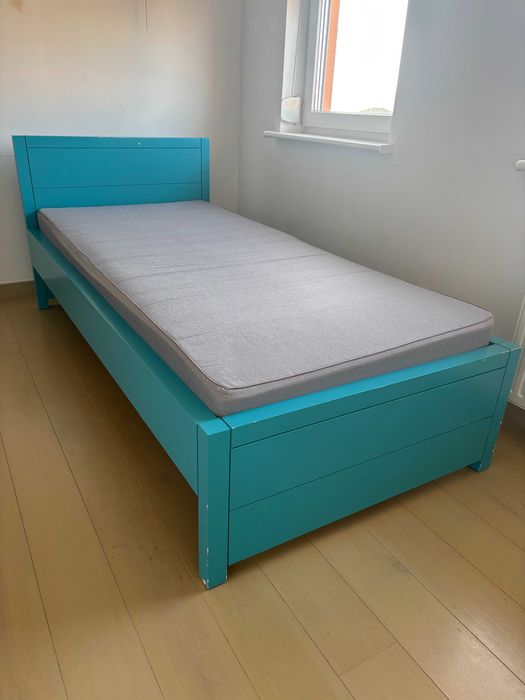 Łóżko lite drewno + materac Sultan Ikea 90x200