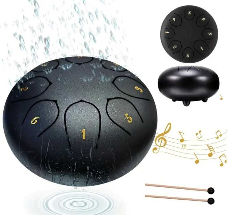 BĘBEN JĘZYKOWY STEEL TONGUE DRUM handpan 6" 8 tonów + pokrowiec + nuty