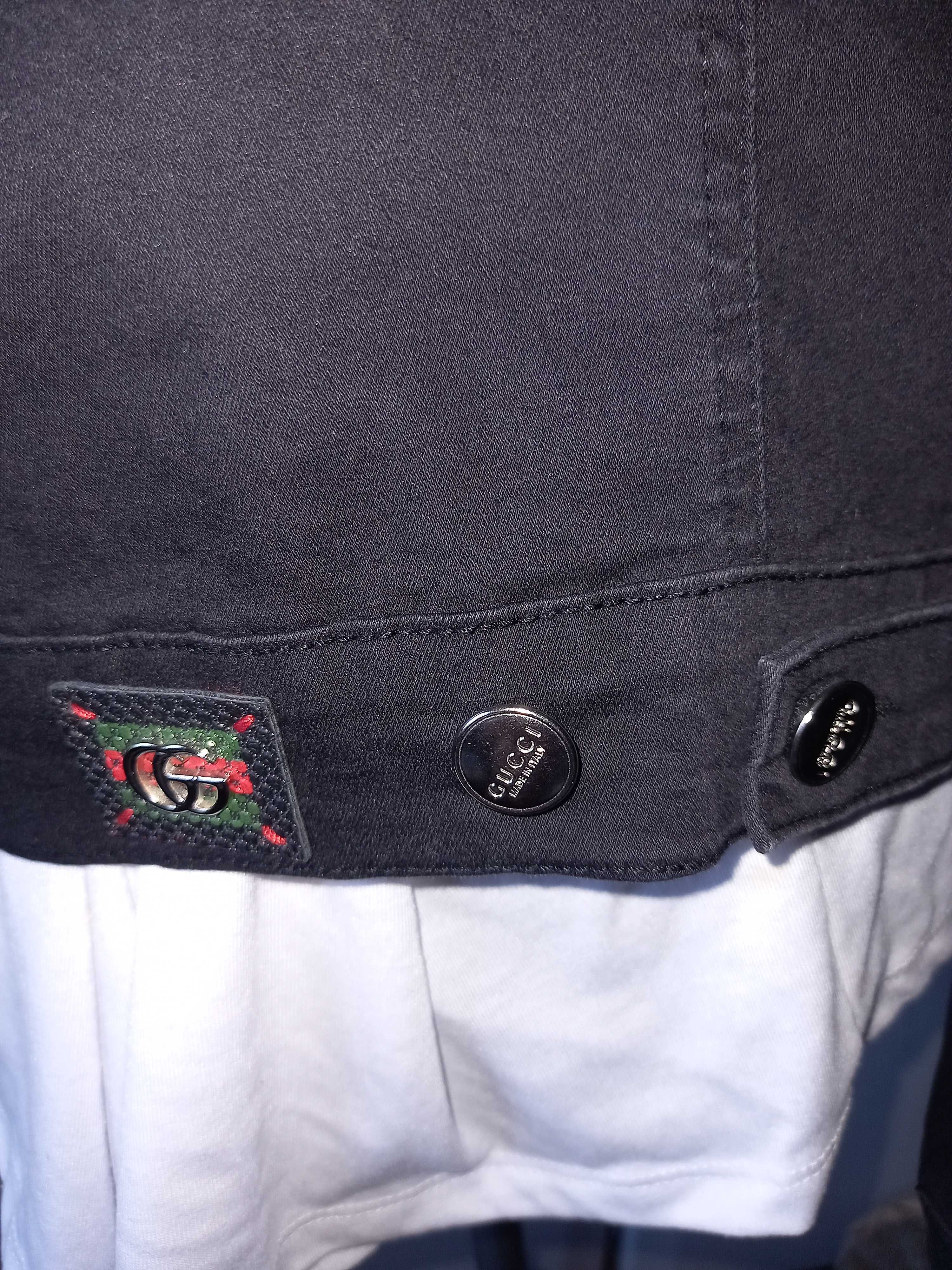 Куртка -рубашка, пиджак джинсовый GUCCI , черный , р-р М.