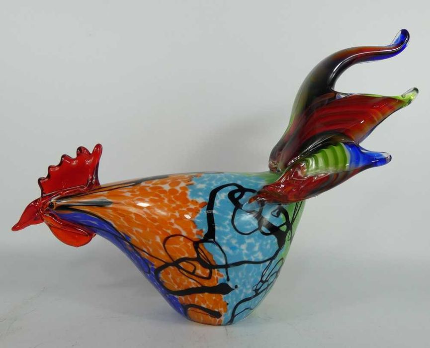 Duża Figura kolorowe szkło MURANO KOGUT kogucik ptak 2,3 kg