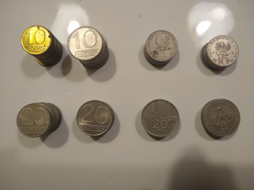 Strare monety bilon PRL 10 zł, 20 zł (różne wersje, 75 sztuk)