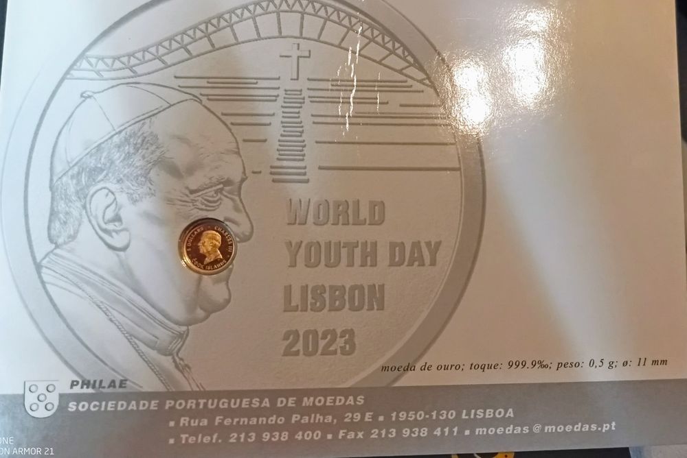 Moeda comemorativa JMJ Lisboa '23 - ouro