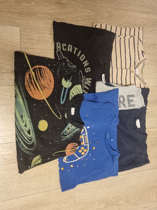 5 bluzeczek chłopięcych na długi rękaw w rozmiarze 134